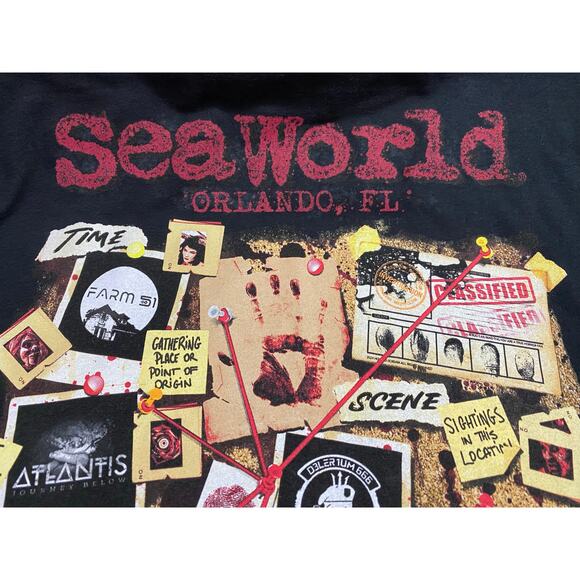 SeaWorld Howl-O-Scream 4XL – Horror Collage Graphic T-Shirt – Black - Picture 8 of 10